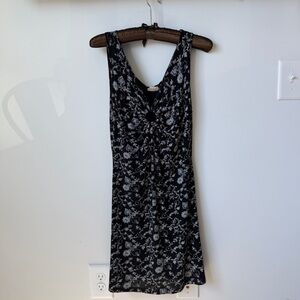 Vintage 90s Floral Black and White Mini Dress